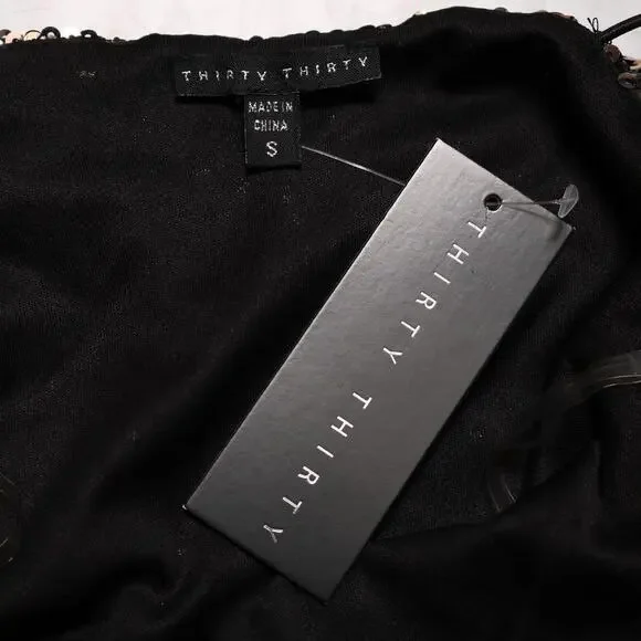 Thirty Thirty Sequin Cowl Neck Top Bronze Silver Party Glam Y2K Camisole Size S - Picture 8 of 11